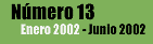 N&uacute;mero 13. Enero 2002 - Junio 2002. Con actualizaciones quincenales.